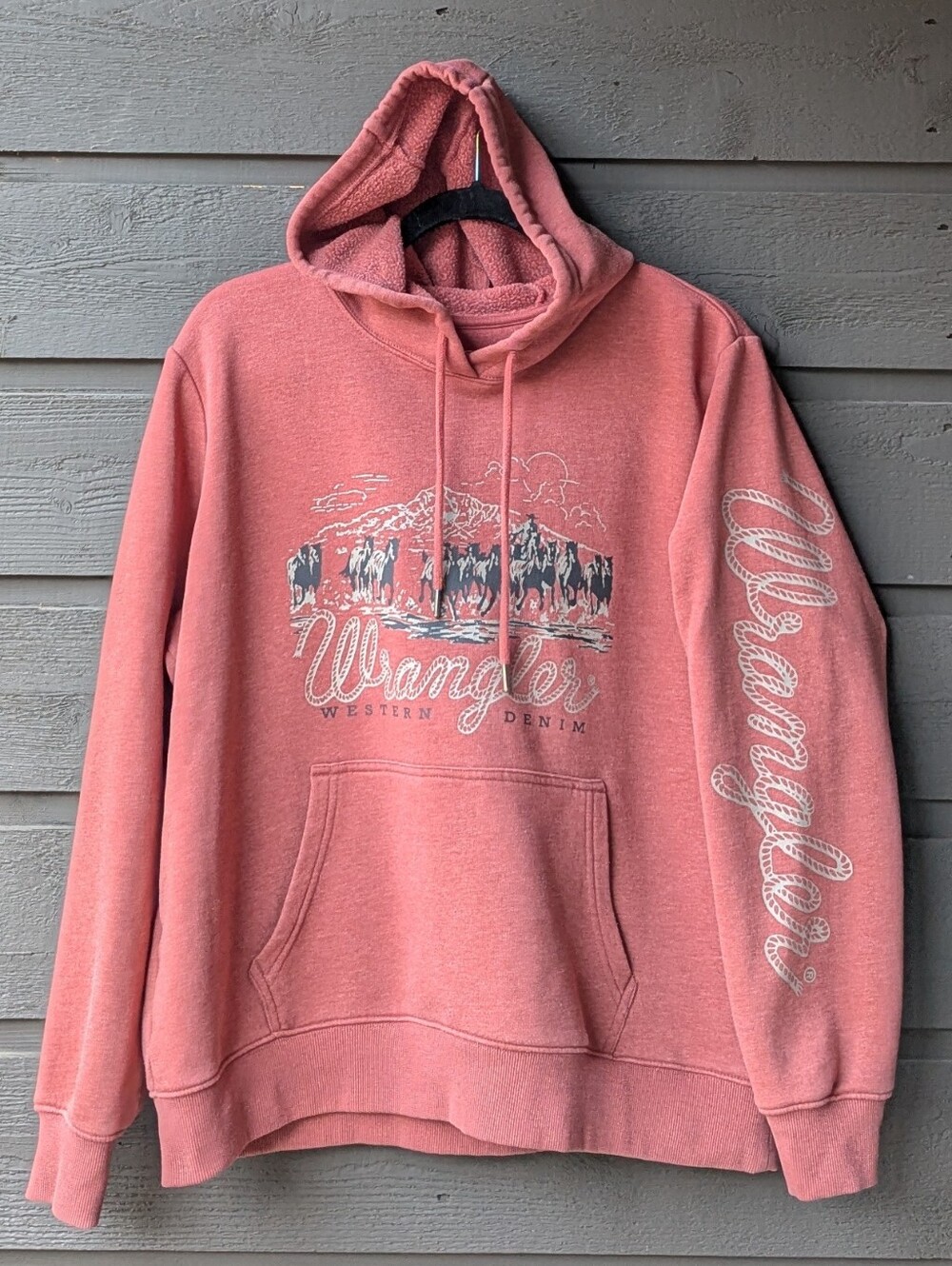 Wrangler Women's Logo Horse Graphic Hoodie Size Large